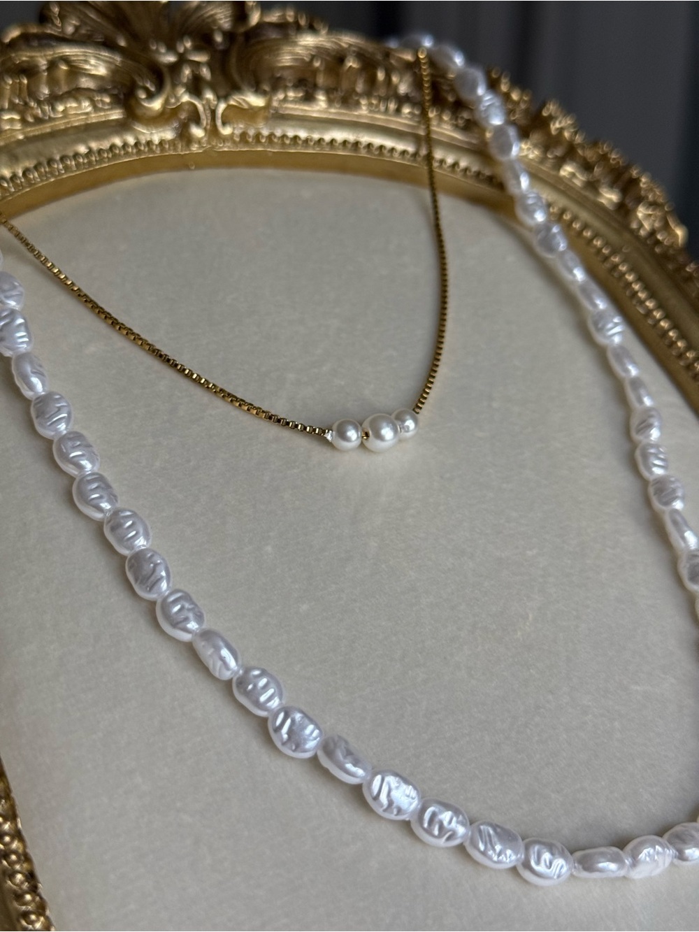Gold Chain Necklace with White Pearl Accents - Elegant Women’s Jewelry